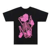 Kaws Begränsad upplaga Skeleton Fiction T-shirt Rosa Black, Herr