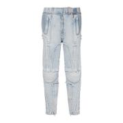 Balmain Räfflad bomull slim-fit jeans Blue, Herr