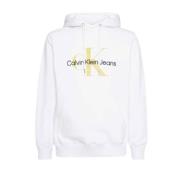 Calvin Klein Säsongs Monologo Regular Hoodie Vit White, Herr