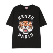 Kenzo Svart Tiger Head Logo T-shirt Black, Dam