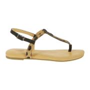 UGG Fläckig Lädersandal med Spänne Stängning Beige, Dam