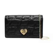 Love Moschino Quiltad Axelväska med Kedjelänk Black, Dam