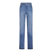 Jacquemus Blå Denim Hög Midja Straight Leg Jeans Blue, Dam