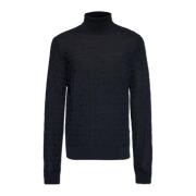 Emporio Armani Ull turtleneck med monogram Black, Herr