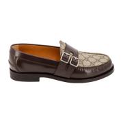 Gucci Läderloafer med GG-tyginsats Brown, Herr