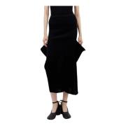 Issey Miyake Sömlös Stickad Midi Kjol Black, Dam