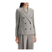 Brunello Cucinelli Dubbelknäppt ulljacka med pinstripat mönster Gray, ...