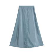 By Malene Birger Skinande A-Linje Maxi Kjol Cool Water Blue, Dam