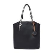 Stella McCartney Kornad Textur Kedja-Skuldväska Black, Dam