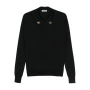 Jil Sander Svart Ulltröja med Pin Badge-detaljer Black, Dam