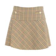 Semicouture Beige Check Flared Mini Skirt Aw24 Beige, Dam