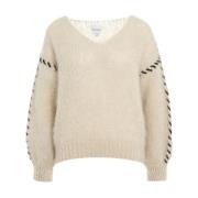 American Dreams Beige Mohair Stickad Tröja Aw24 Beige, Dam