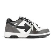 Off White Grå Läder Sneakers Snygg Design Multicolor, Herr