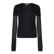 TotêMe Svart Crew Neck Stickad Tröja Black, Dam