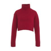 Roberto Collina Röd Cropped Turtleneck Sweater Stickat Red, Dam