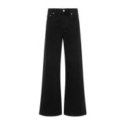 Jacquemus Svarta Denim Wide Leg Jeans Black, Dam