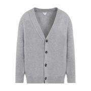 Bottega Veneta Grå Cashmere V-ringad Kofta Gray, Dam