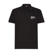 Dsquared2 Svart Polo Krage Logo Patch T-shirt Black, Herr