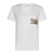 Max Mara Vit T-shirt med Monogram Logo White, Dam