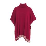 Moschino Röd Stickad Poncho Aw24 Red, Dam