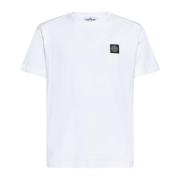 Stone Island Vit Bomull Logo Patch T-shirt White, Herr