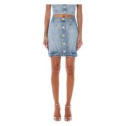 Balmain Ljusblå Denim Mini Kjol Blue, Dam