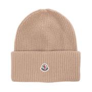 Moncler Räfflad Logo Patch Beige Mössa Beige, Dam