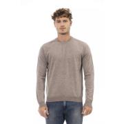 Alpha Studio Crewneck Sweater, Grå, Regular Fit Beige, Herr