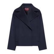 Max Mara Studio Blå Ull Peacoat Cabala Stil Blue, Dam