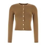 Michael Kors Stretch Wool Blend Cardigan Brown, Dam