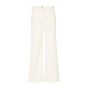 Pinko Vita Corduroy Wide Leg Byxor White, Dam