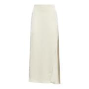 Max Mara Weekend Ecru Satin Midi Kjol Beige Beige, Dam