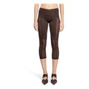 Knwls Brun Elastisk Midja Cropped Capri Byxor Brown, Dam