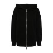 Max Mara Svart Logo-Broderad Klassisk Hoodie Tröja Black, Dam