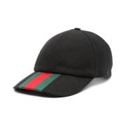 Gucci Svart Ull Canvas Web-Stripe Hatt Black, Herr