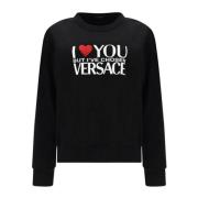 Versace Bomulls sweatshirt med logotyp och nitar Black, Dam