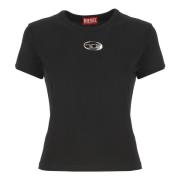 Diesel Svart T-shirt med Rund Hals Black, Dam