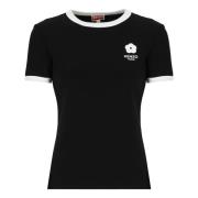 Kenzo Svart Blomma Logo T-shirt Black, Dam