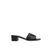 Dolce & Gabbana Läder klackar slides Black, Dam