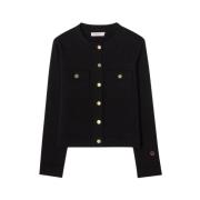 Busnel Merino Wool Cardigan med Fickor Black, Dam