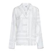 TotêMe Monogram Print Pyjama-Style Skjorta White, Dam