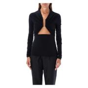 Rick Owens Svart V-ringad Cut-Out Topp Black, Dam