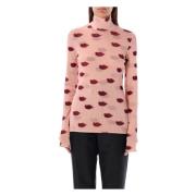 Stella McCartney Lips Print Mesh Top Dusty Rose Pink, Dam