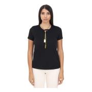 Elisabetta Franchi Svart T-shirt med Halsband Black, Dam