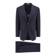 Corneliani Peak Lapel Wool Suit Made in Italy Black, Herr