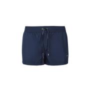 Dolce & Gabbana Marinblåa Strandshorts med Elastisk Midja och Logoplat...