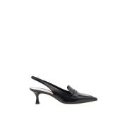 Parallele Svart läder Slingback Klackar Ortega Black, Dam