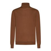 D4.0 Brun Ull Rullkrage Jumper Brown, Herr