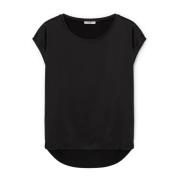 Motivi Satin Front T-shirt med Kimono Ärmar Black, Dam