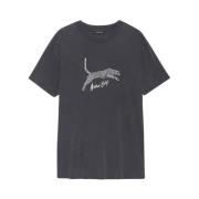 Anine Bing Leopardmönstrad T-shirt Svart Black, Dam